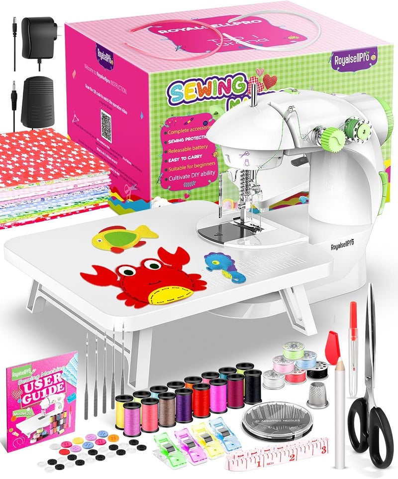 Royalsellpro Mini Sewing Machine with 123 Pcs Sewing Kit for Beginners, Dual Speed Portable Sewing Machine with Light and Finger Guard Suitable for Household, Travel - Image 1